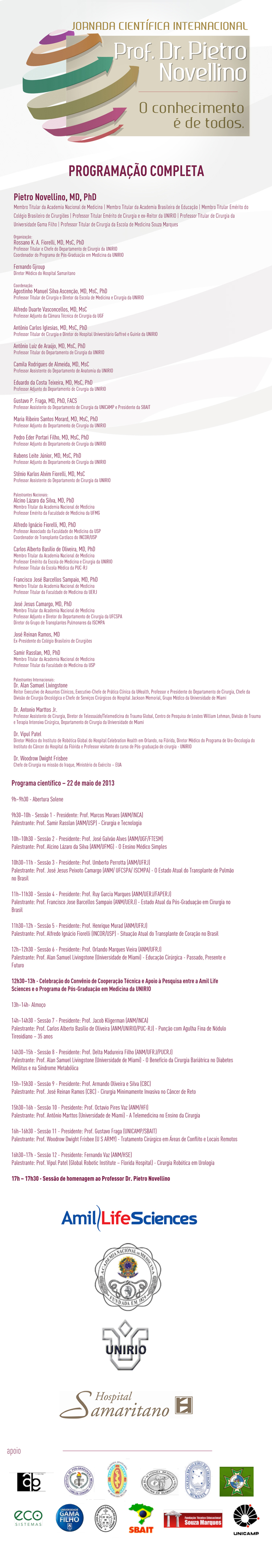 Programação Jornada Pietro Novellino 